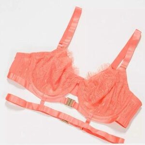 Chic Coral Lace Bra